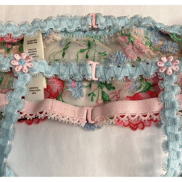 For Love & Lemons sz XXS Garter Belt Swaying Rose Floral Embroidered Coquette - Picture 7 of 10